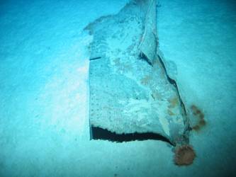 Large piece of twisted steel in debris field